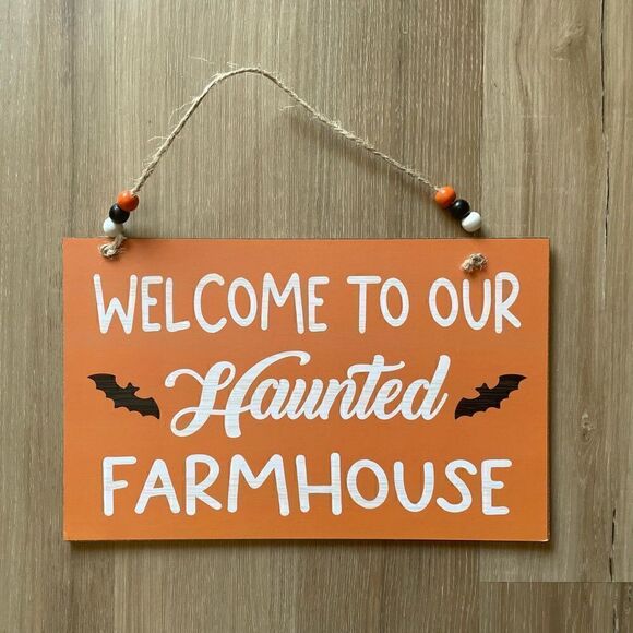 None Other - 🖤 Haunted Farmhouse Halloween Welcome Sign Home Decor
